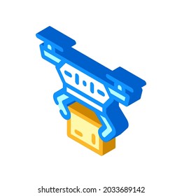 Drohnenlieferroboter isometrischer Icon Vektorgrafik. Roboterzeichen für die Drohne. einzelne Symbolillustration