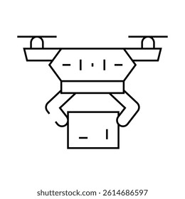drone delivery robot line icon vector. drone delivery robot sign. isolated contour symbol black illustration