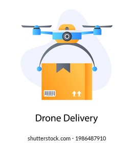Drone delivery service in flat icon