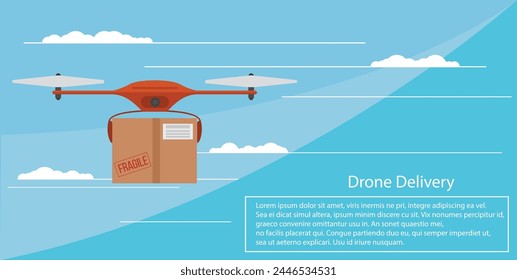 Drone Delivery Services with Parcel in the Sky 1. Modern technology and post vector art