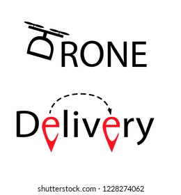 Drone delivery and shipping logo vector stamp. Fast Moving Logo Designs Template. Creative Lettering. Simple logo with drone.