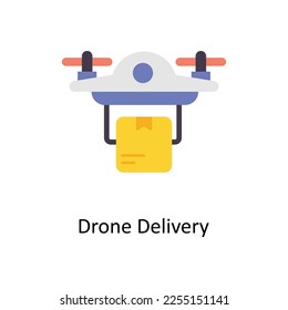 Iconos planos vectores de entrega de drones. Ilustración de acciones simple
