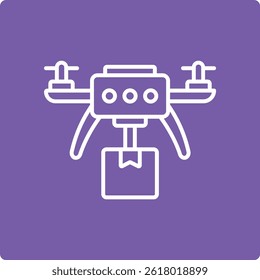 Ícone de vetor de Entrega de Drone. Pode ser usado para impressão, aplicativos móveis e da Web.