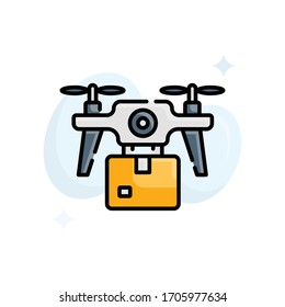 Drone Delivery vector illustration. Filled outline style icon. Technology & Smart Working symbol. 