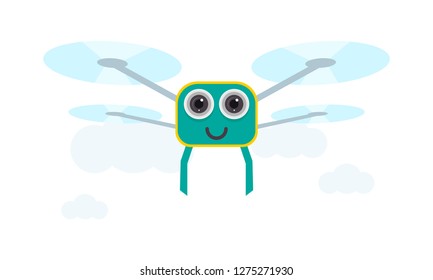 Drone Delivery Vector Illustration. Quadcopter Concept. Flat style design.