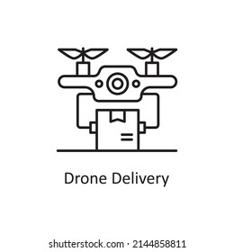 Ilustración de diseño de icono de contorno vector de entrega de drones. Símbolo de gestión de logística y cadena de suministro en el archivo EPS 10 de fondo blanco