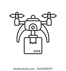 Icono de estilo de ilustración de contorno de Vector de entrega de drones. Archivo EPS 10