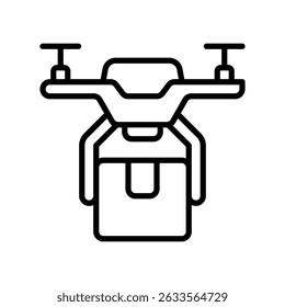 Drone Delivery Vector for Smart Logistics and Air Transport. Flying robot icon, package shipping tech, future courier concept