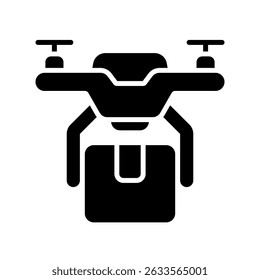 Drone Delivery Vector for Smart Logistics and Air Transport. Flying robot icon, package shipping tech, future courier concept
