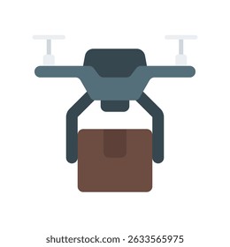Drone Delivery Vector for Smart Logistics and Air Transport. Flying robot icon, package shipping tech, future courier concept