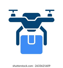 Drone Delivery Vector for Smart Logistics and Air Transport. Flying robot icon, package shipping tech, future courier concept