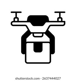 Drone Delivery Vector for Smart Logistics and Air Transport. Flying robot icon, package shipping tech, future courier concept