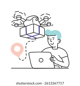Drone delivery Vector Style Illustration 