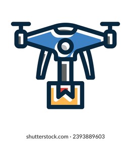 Drone Delivery Vector Thick Line Filled Dark Colors Icons For Personal And Commercial Use.

