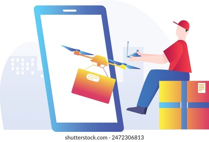 Drone Delivery,Vector Icon which can easily modify or edit