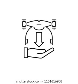 the drone descends icon. Element of drones for mobile concept and web apps illustration. Thin line icon for website design and development, app development. Premium icon