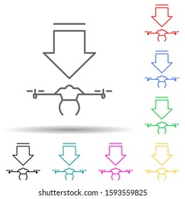 the drone descends multi color style icon. Simple thin line, outline vector of drones icons for ui and ux, website or mobile application