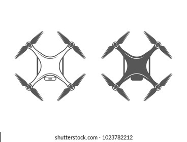 Drone design elements, accessories. Aerial photography