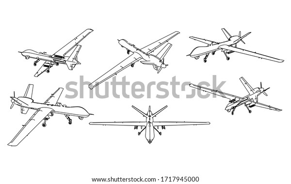 Drone Design Outline Vector Military Vehicle Stock Vector (Royalty Free ...