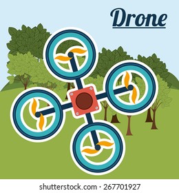 Drone design over landscapebackground, vector illustration