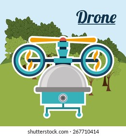 Drone design over landscapebackground, vector illustration