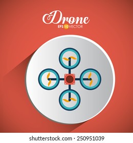 Drone design over red background, vector illustration.