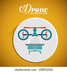 Drone design over white background, vector illustration.