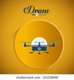 Drone design over yellow background, vector illustration.