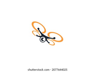 Diseño de drones relacionado con el logo de la compañía de servicios de drones. Ilustración