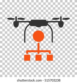 Drone Distribution EPS vector icon. Illustration style is flat iconic bicolor orange and gray symbol.