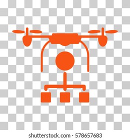 Drone Distribution icon. Vector illustration style is flat iconic symbol, orange color, transparent background. Designed for web and software interfaces.