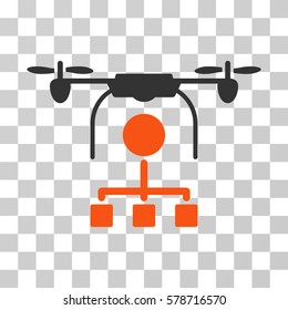 Drone Distribution icon. Vector illustration style is flat iconic bicolor symbol, orange and gray colors, transparent background. Designed for web and software interfaces.