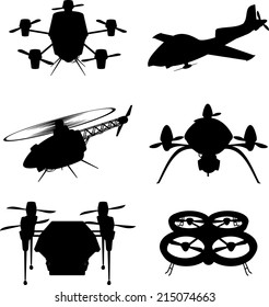 Drone Drones Flying, Vector Illustration Cartoon