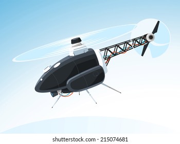 Drone Drones Flying, vector illustration cartoon