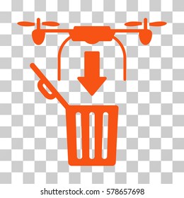 Drone Drop Trash icon. Vector illustration style is flat iconic symbol, orange color, transparent background. Designed for web and software interfaces.