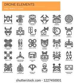Drone Elements , Thin Line and Pixel Perfect Icons