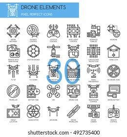 Drone Elements , Thin Line and Pixel Perfect Icons