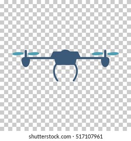 Drone EPS vector icon. Illustration style is flat iconic bicolor cyan and blue symbol.