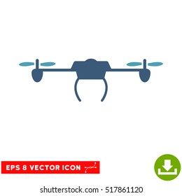 Drone EPS vector icon. Illustration style is flat iconic bicolor cyan and blue symbol on white background.