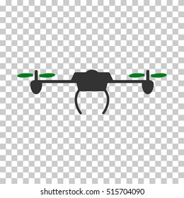 Drone EPS vector pictogram. Illustration style is flat iconic bicolor green and gray symbol.