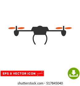 Drone EPS vector pictogram. Illustration style is flat iconic bicolor orange and gray symbol on white background.