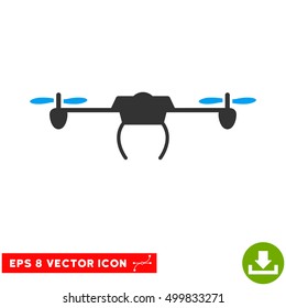 Drone EPS vector pictograph. Illustration style is flat iconic bicolor blue and gray symbol on white background.