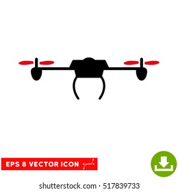 Drone EPS vector pictograph. Illustration style is flat iconic bicolor intensive red and black symbol on white background.