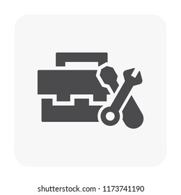 Drone and equipment icon on white.