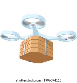 Drone fastfood package delivery vector flat illustration