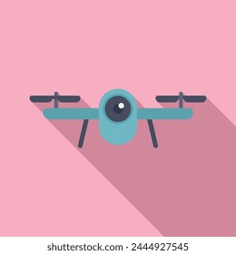 Drone filming icon flat vector. Aero filming operator. Control antenna