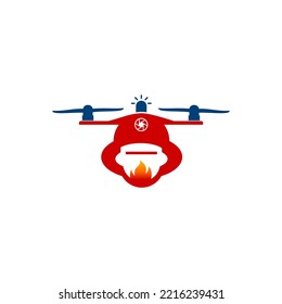 logo del vector del bombero contra incendios de drones