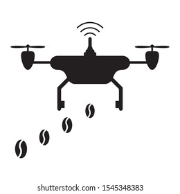 Drone is firing seed missiles across fields concept, Smart Farming Vector, Tree planting Forestry Icon Design