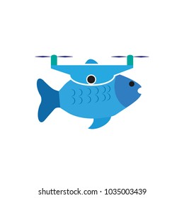 Drone Fish Logo Icon Design