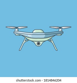 Drone flat color icon. Quadcopter with camera in vector.